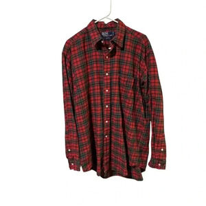 Polo Ralph Lauren Elliot Mens L Red Green Plaid Long Sleeve Flannel Shirt‎